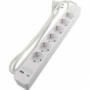 Stikd&aring;se 6 udtag 2xUSB 1,5m 