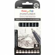 Pentel Pointliner S20P fineliner sort 8stk