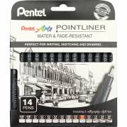 Pentel Pointliner S20P fineliner sort 14stk