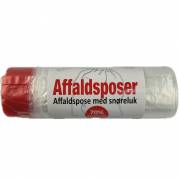 Affaldsposer med sn&oslash;reluk 44x50cm 18,5my klar/r&oslash;d 