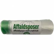 Affaldsposer med sn&oslash;reluk 65x50cm 18,5my klar/gr&oslash;n 
