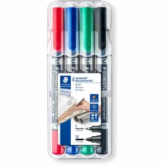 Staedtler Duo Lumocolor 348 dobbelt markere 4 farver 