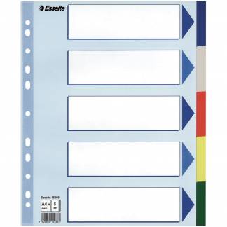 Esselte faneblade A5 med 5 faner i farver 