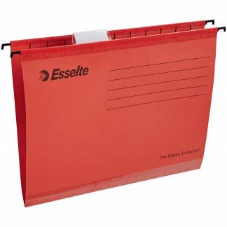 Esselte Classic forstærket hængemappe inkl. fane i A4 i farven rød 