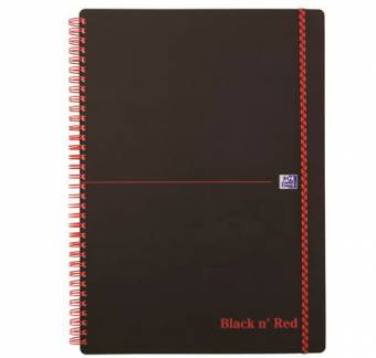 Oxford Black'n'Red spiralblok PP A4 kvadreret