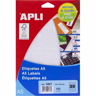 Apli 20 x 50 mm etiketter i hvid 