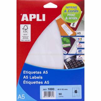 Apli 53 x 82 mm etiketter hvid 