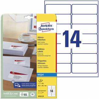 Avery J8163-25 etiket 99,1x38,1mm quickdry hvid 
