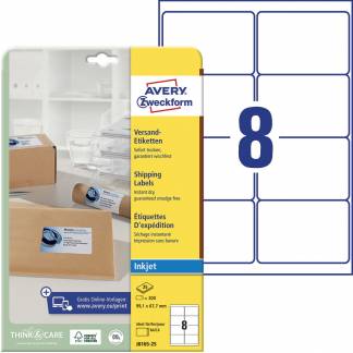 Avery J8165-25 etiket 99,1x67,7mm quickdry hvid 