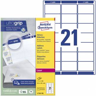 Avery L7160-100 etiket 63,5x38,1mm hvid