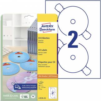 Avery L7676-25 CD-etiket Ø117mm hvid 