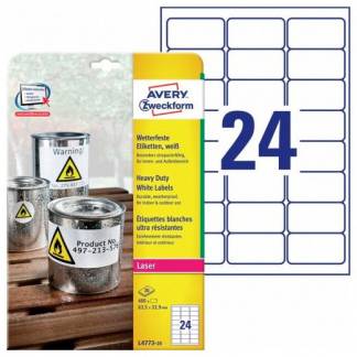 Avery hvide polyesteretiketter 63,5x33,9 mm 480 stk 