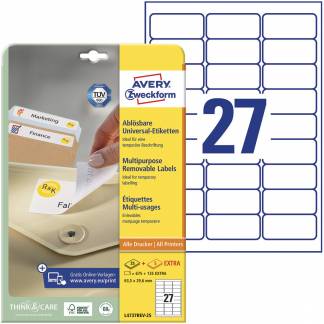 Avery L4737REV-25 etiket 63,5x29,6mm hvid 