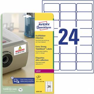Avery L6141-20 etiket 63,5x33,9mm hvid 