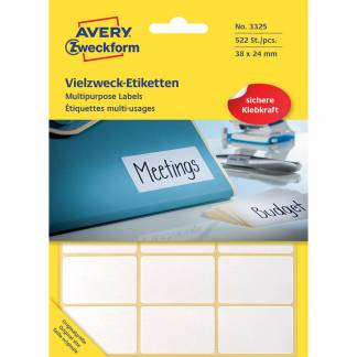 Etiket Avery 3325 Hvid 24x38mm Mp/522
