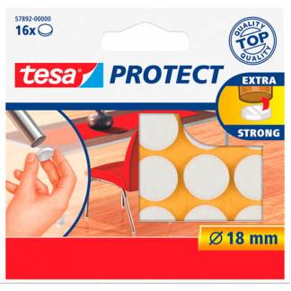 Tesa selvklæbende filtpoter Ø18mm hvid 16stk 