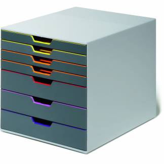 Durable VARICOLOR&reg; skuffeboks med 7 skuffer i farven gr&aring; 
