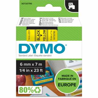 Dymo D1 tape 6mm sort/gul 