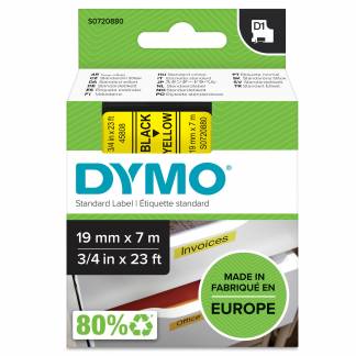 Dymo D1 45808 tape 19mm sort/gul 