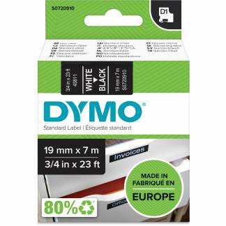 Dymo D1 45811 tape 19mm hvid/sort 