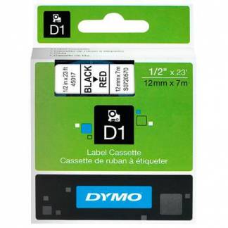 Dymo D1 45017 tape 12mm sort/rød 