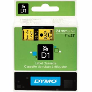 Dymo D1 Labeltape 24mm X 7m - Sort/gul