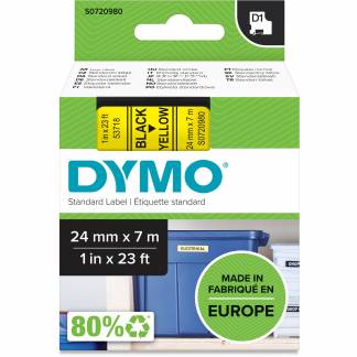 Dymo D1 prægetape 24mm sort/gul 