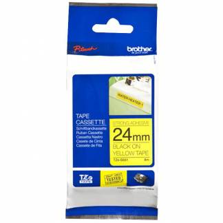 Brother TZE tape 24mm ekstra klæbende sort/gul 