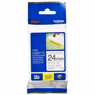 Brother TZE tape 24mm ekstra klæbende sort/klar 