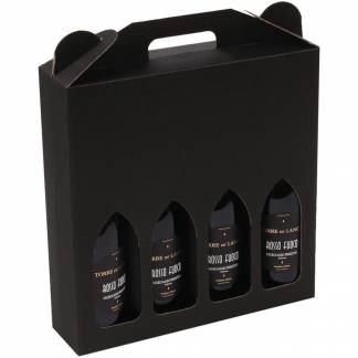 Vingavekarton til 4 flasker sort