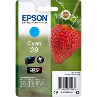 Epson 29 C13T29824012 Cyan Bl&aelig;kpatron, 180 sider