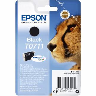 Epson T0711 C13T07114012 Sort Bl&aelig;kpatron, 250 sider
