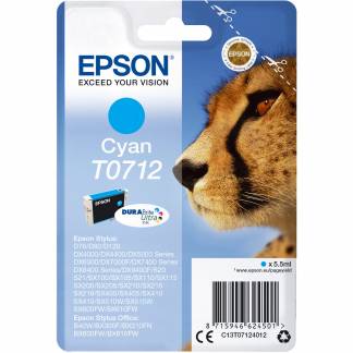 Epson T0712 C13T07124012 Cyan Bl&aelig;kpatron, 250 sider