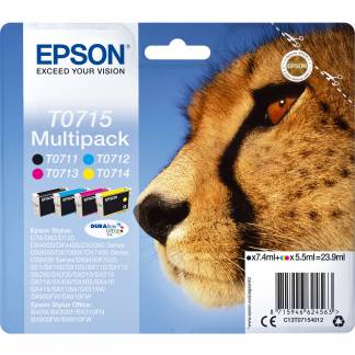 Epson T0715 C13T07154010 Sampakke Bl&aelig;kpatron