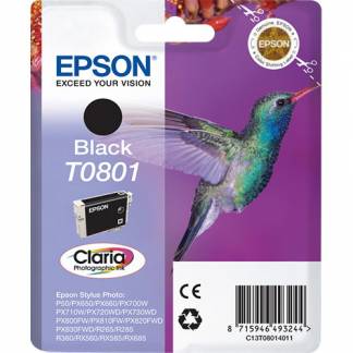 Epson T0801 C13T08014011 sort bl&aelig;kpatron, 300 sider