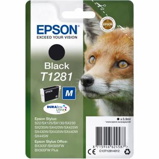 Epson T1281 C13T12814012 Sort Bl&aelig;kpatron, 190 sider