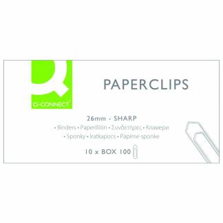 Papirclips Q-Connect 26 mm pk/100 stk