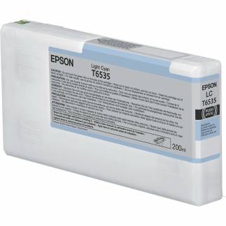 Epson T6535 C13T653500 Lys Cyan Bl&aelig;kpatron, 200 ml