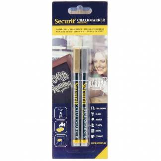 Securit kridtmarker 1-2mm s&oslash;lv/guld 2stk 