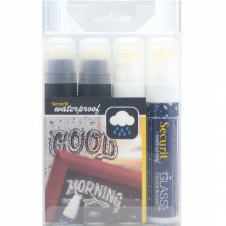 Securit kridtmarker 7-15mm sort/hvid 4stk 