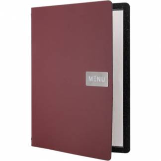 Securit menuomslag l&aelig;der A4 r&oslash;d