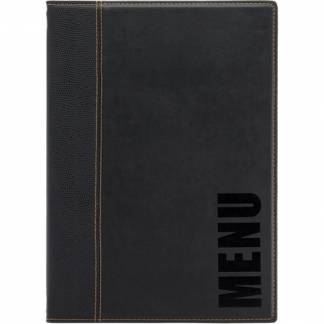 Securit Trendy menuomslag l&aelig;der A4 sort 