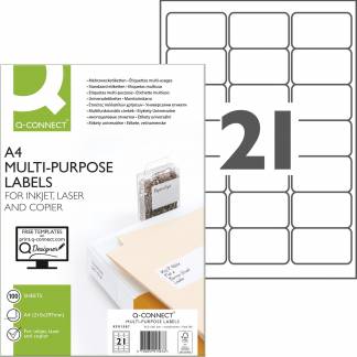 Q-connect multietiketter A4 38,1x63,5mm hvid 