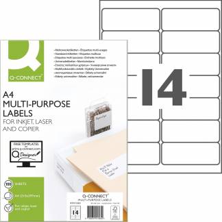Q-connect multietiketter A4 38,1x99mm hvid 