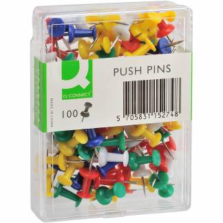 Q-connect Push Pins assorterede farver 100stk 