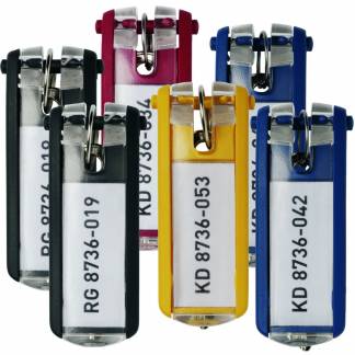 Durable KEY CLIP nøgleringe assorterede farver 6 stk 