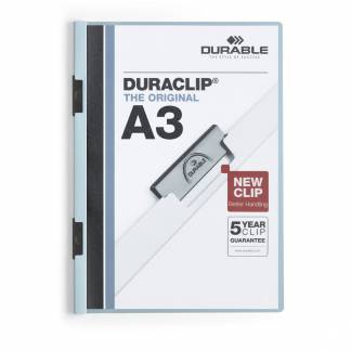 Durable Duraclip&reg; A3 klemmappe lysebl&aring; 