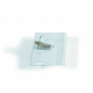 Durable navneskilt i tværformat med nål og klemme 