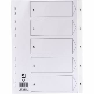 Q-connect register A4 5 tabs hvid 