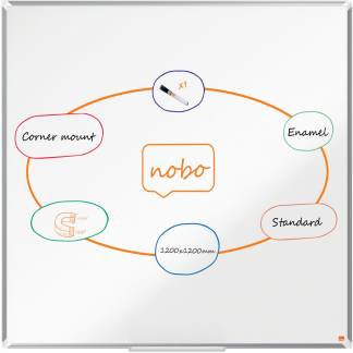 Nobo Premium Plus stål whiteboard 120x120cm hvid 